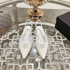 CC 25C Slingback Flats White Patent Leather 213330