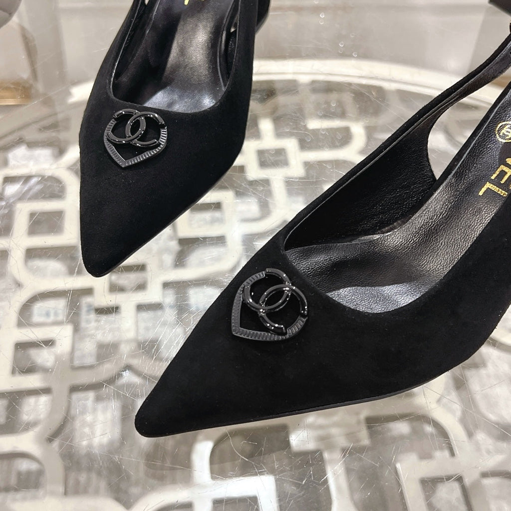 CC 25C Slingback Flats Black Suede 213333