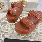 Celine Arc de Triomphe slippers Brown Sheepskin