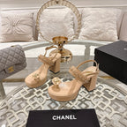 CC 25 Sandal Platform Heels Nude Lambskin 268973
