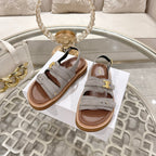 Celine Tippi Triomphe Sandals Grey Suede 736599