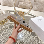 Celine Tippi Triomphe Sandals Grey Suede 736599