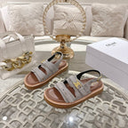 Celine Tippi Triomphe Sandals Grey Suede 736599