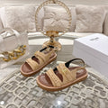 Celine Tippi Triomphe Sandals Beige Suede 736600