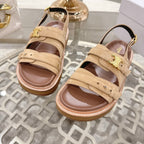 Celine Tippi Triomphe Sandals Beige Suede 736600