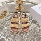 Celine Tippi Triomphe Sandals Beige Suede 736600