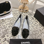 CC 26s Camellia Ballet Flat Grey Leather Tweed 736495
