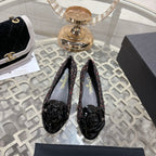 CC 26s Camellia Ballet Flat Black Colorful Leather Tweed 736498