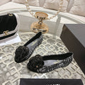 CC 26s Camellia Ballet Flat Black Leather Tweed 736499