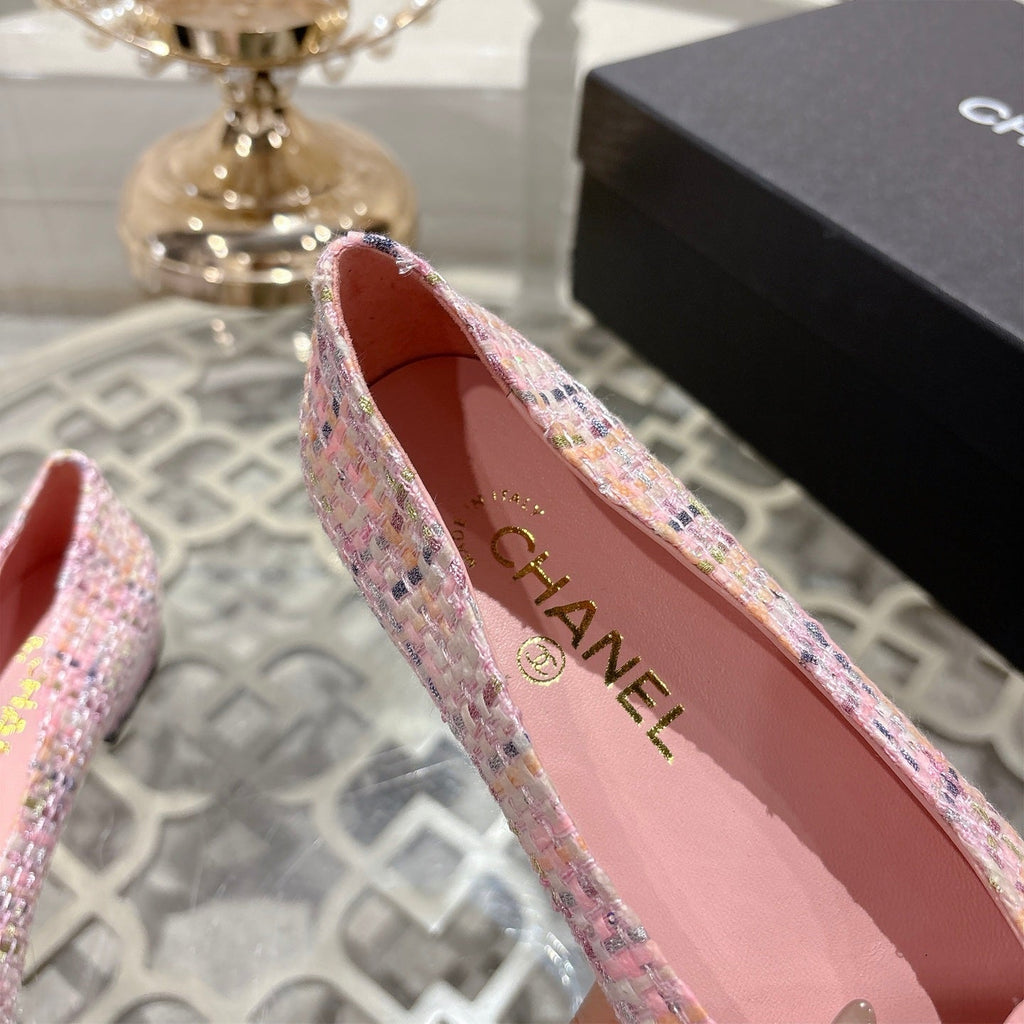 CC 26s Camellia Ballet Flat Pink Leather Tweed 736500
