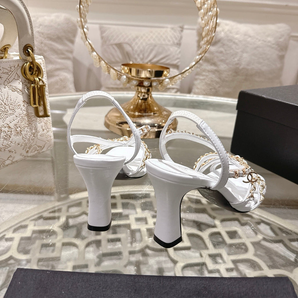 CC AW26 RTW Sandal 7cm White Lambskin 736094