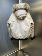 C. Goose Bomber Jacket Ivory White Polyester 0035
