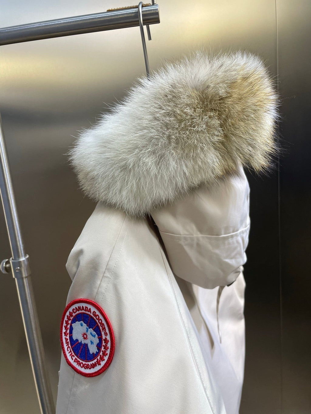 C. Goose Bomber Jacket Ivory White Polyester 0035