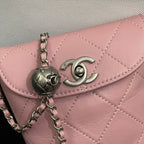CC Phone Holder Bag 17cm Pink Lambskin