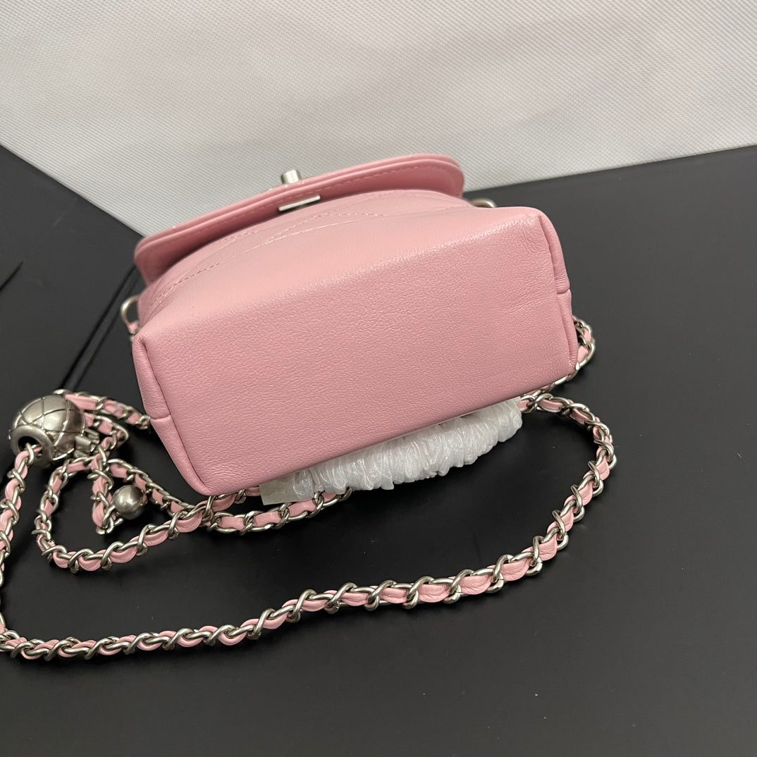 CC Phone Holder Bag 17cm Pink Lambskin