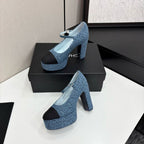 CC 25S Mary Jane Platform 11cm Calfskin Tweed