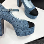 CC 25S Mary Jane Platform 11cm Calfskin Tweed