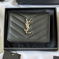 YSL Wallet Black Silver Cowhide 240574