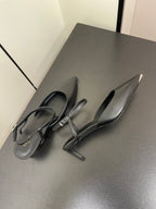 MORRAINE SLINGBACK PUMPS IN BLACK CALFSKIN