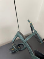 MORRAINE SLINGBACK PUMPS IN TEAL GREEN CALFSKIN