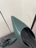 MORRAINE SLINGBACK PUMPS IN TEAL GREEN CALFSKIN