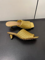 knot mule 55 gold metalic lambskin