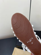 Alaila Ballet Flats With Studs On Fishnet In White 975751