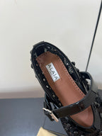 Alaila Ballet Flats With Studs On Fishnet In Black 975753