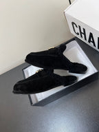 LOAFERS MULE IN BLACK SUEDE AND FLEECE LINING