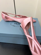 CUT-OUT BALLERINAS IN BABY PINK SATIN