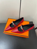 HM 25C Kelly Ballet Flat Red Calfskin 210292