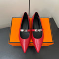 HM 25C Kelly Ballet Flat Red Calfskin 210292