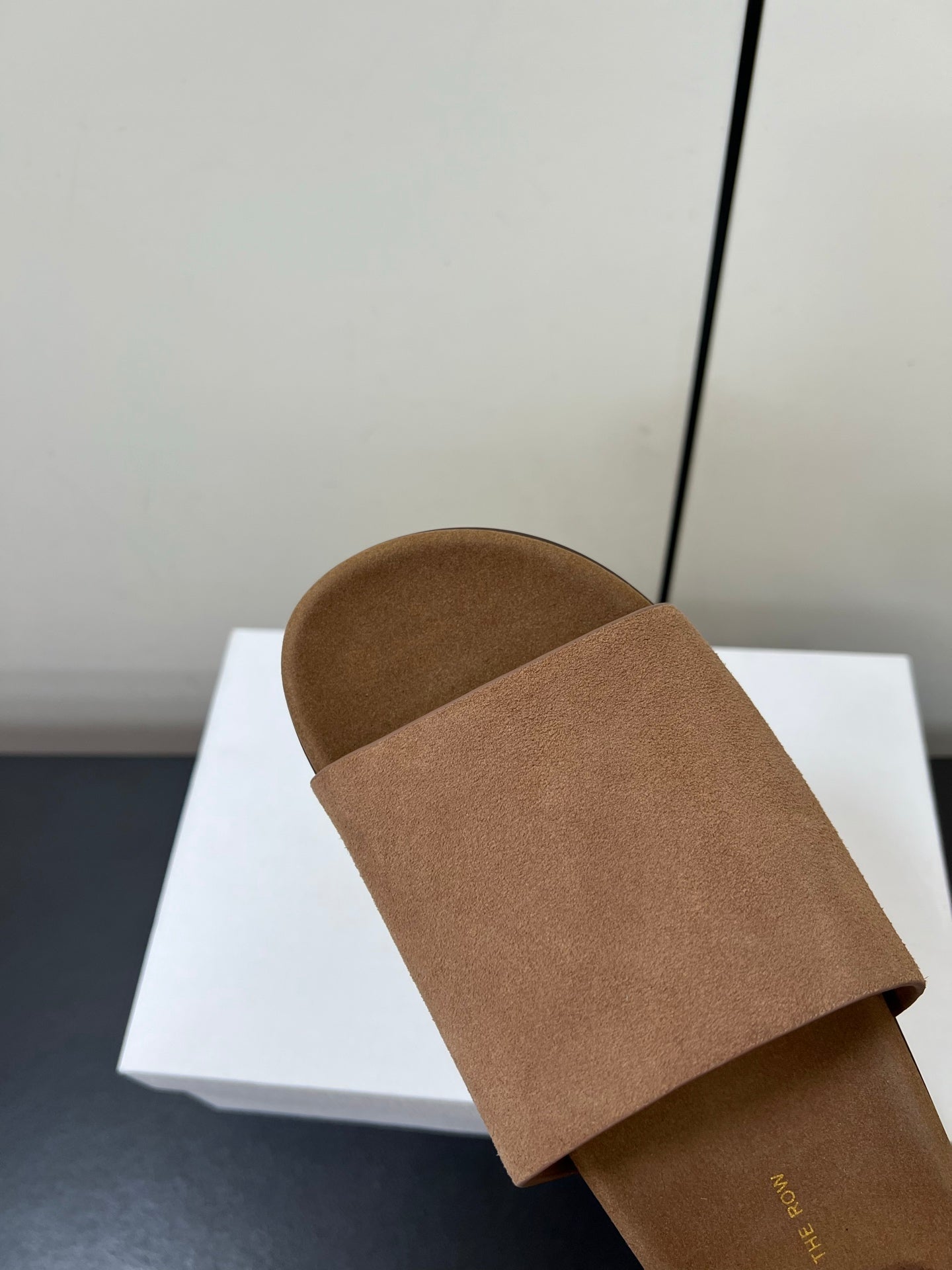 The Row Slippers In Light Brown Suede 340024