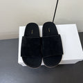 The Row Slippers In Black Suede 340025