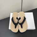 The Row Dune Flatform Thong Sandal In Beige Rubber And Black Canvas 340027