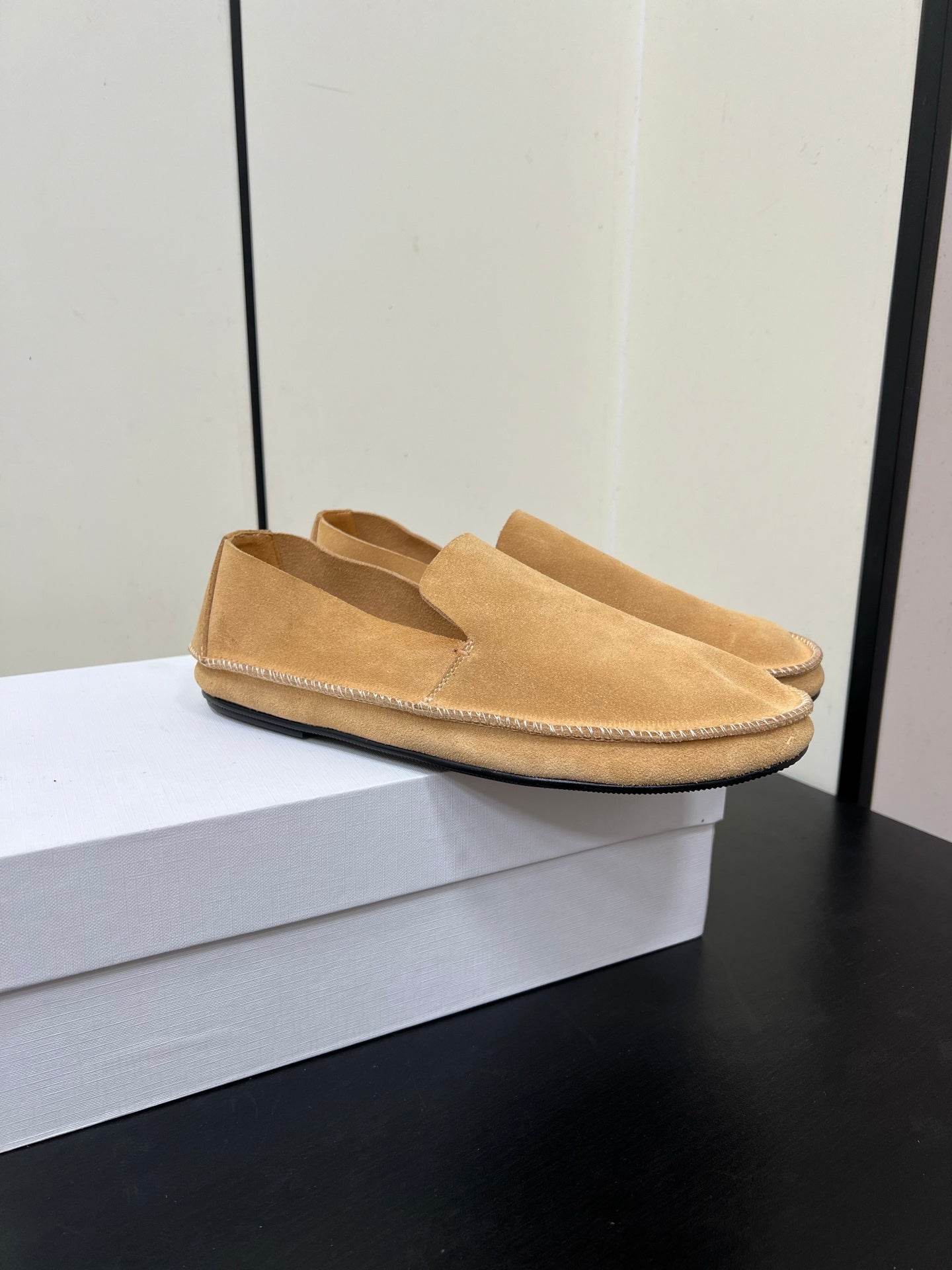 The Row Tyler Loafer Beige Suede 340030
