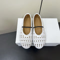 The Row Garden Mary Janes Flats White Calfskin 340033