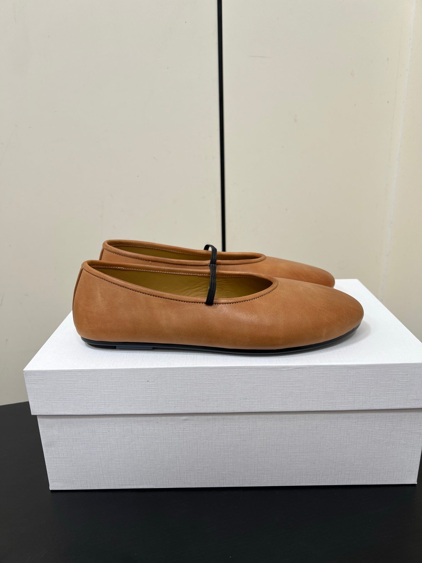 The Row Elastic Ballet Slipper In Gold Calfskin 340035