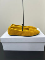 Elastic Ballet Slipper In Amber Gold Cow Suede 340037
