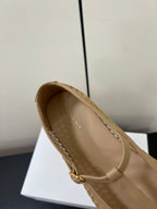 The Row 25ss Square T-Strap Flat Beige Mesh Cowhide 340039