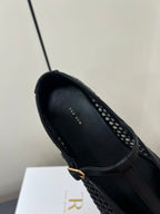 The Row 25ss Square T-Strap Flat Black Mesh Cowhide 340041