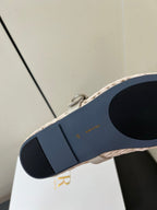 The Row 25ss Mary Jane Flat Light Pink Mesh And Grey Cowhide 340042