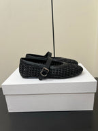 The Row 25ss Mary Jane Flat Black Mesh Cowhide 340043
