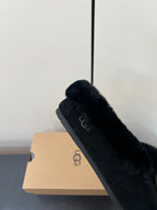 UGG Oil Jiji Slip-On Loafers Black Fur Suede 519525