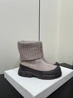 Brunello Cucinelli Ankle Boots Taupe Knitted Suede 619496