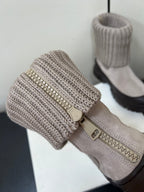 Brunello Cucinelli Ankle Boots Taupe Knitted Suede 619496