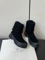 Brunello Cucinelli Ankle Boots Black Knitted Suede 619497