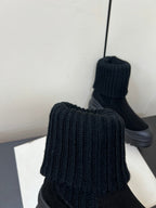 Brunello Cucinelli Ankle Boots Black Knitted Suede 619497