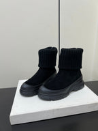 Brunello Cucinelli Ankle Boots Black Knitted Suede 619497