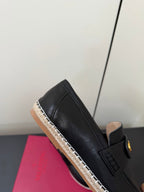 Valen Palm Avenue Loafer Black Raffia Calfskin 619036